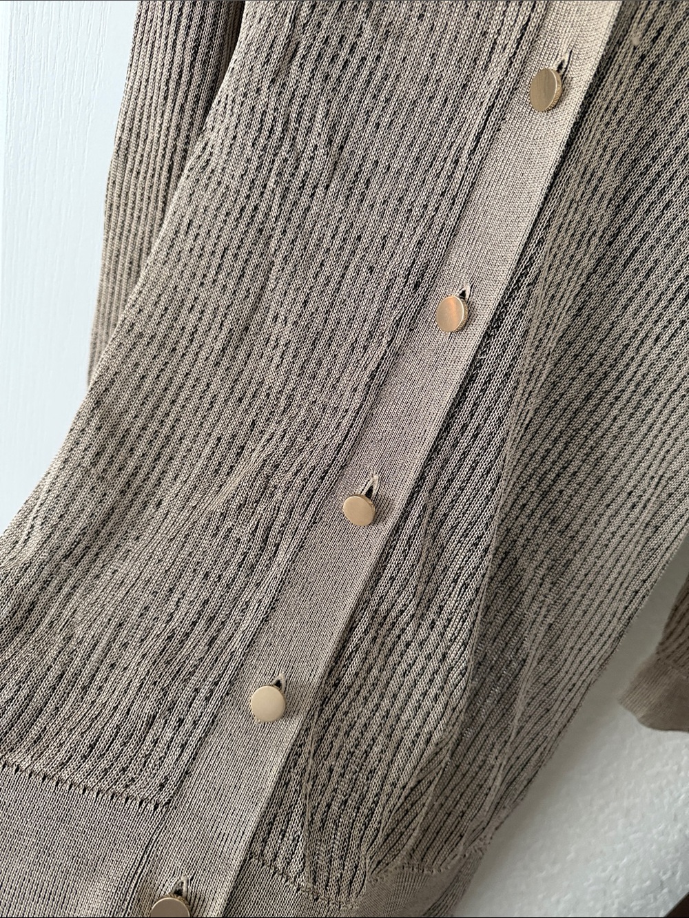 L'AGENCE  Millie Cardigan Long Ribbed Taupe Gold Metallic - Picture 5 of 10